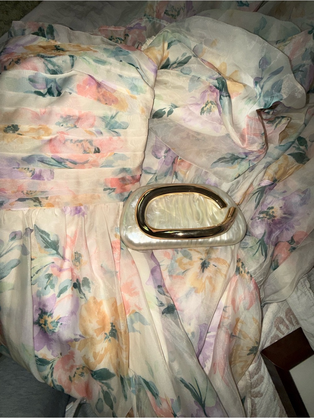 Abercrombie & Fitch Cream Floral Off-Shoulder Maxi Dress - Picture 5 of 5